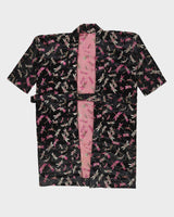 Black With Dragonfly Brocade Dressing Gown - L