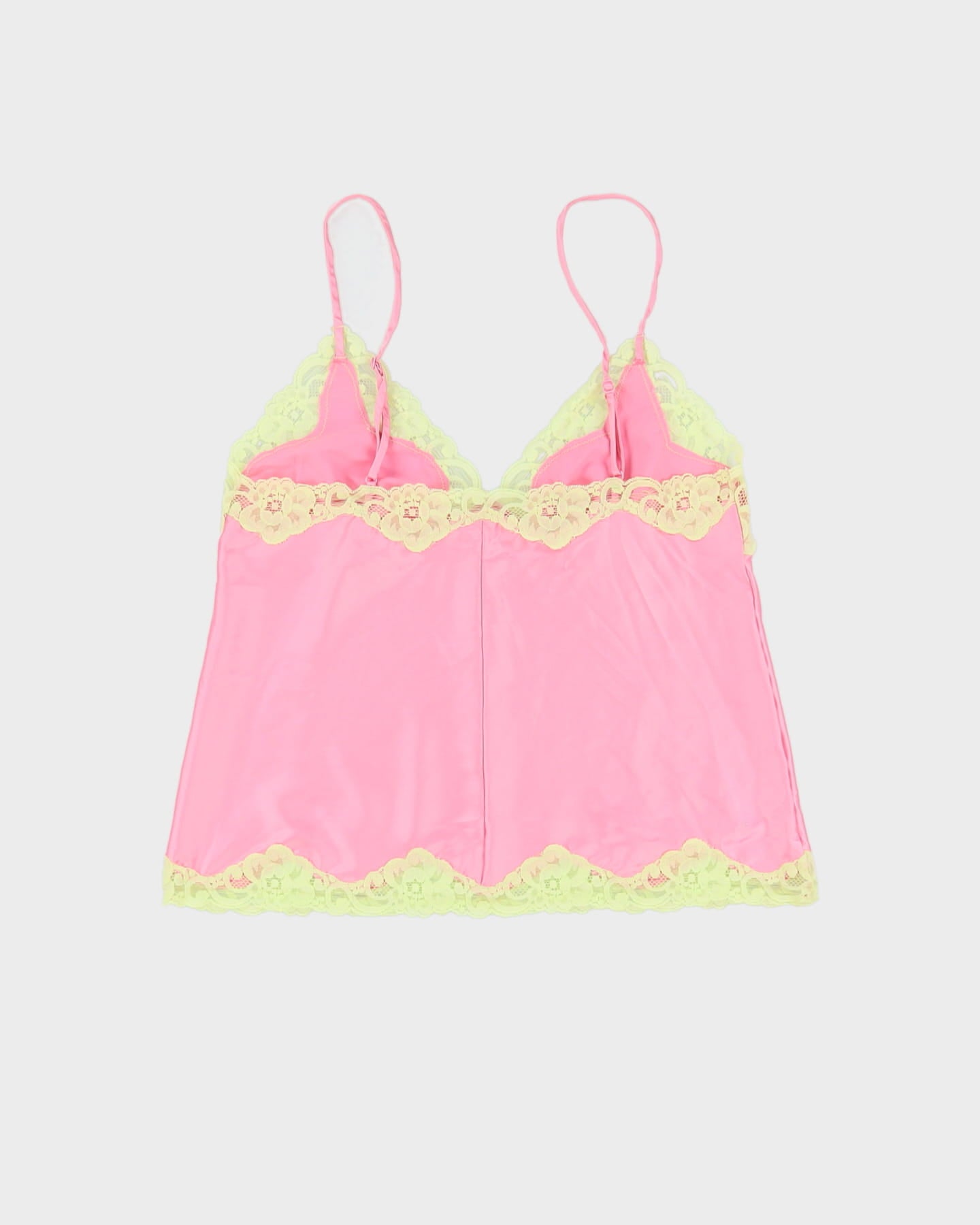 Y2K Pink With Yellow Lace Cami Top - S