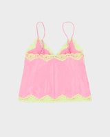 Y2K Pink With Yellow Lace Cami Top - S