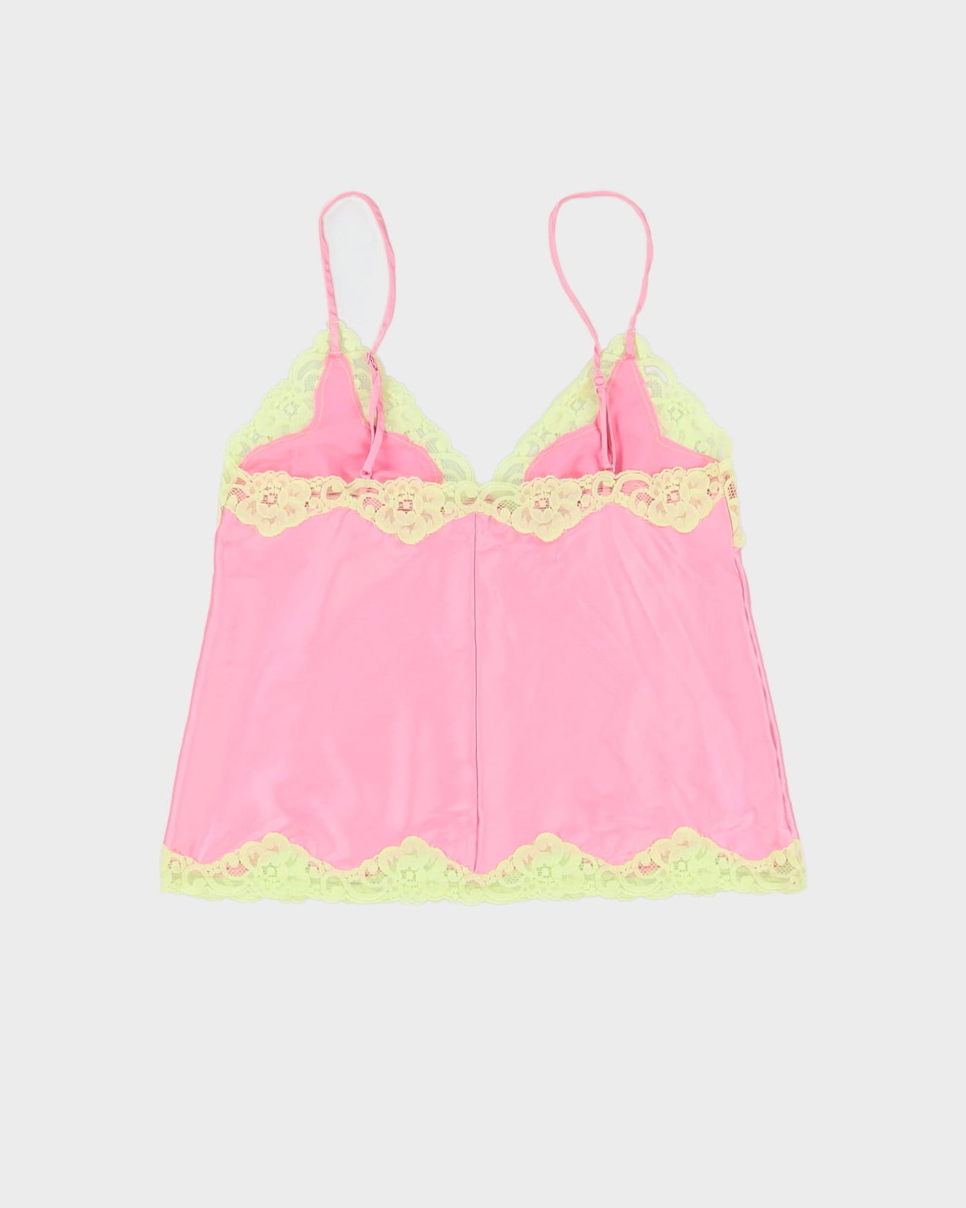 Y2K Pink With Yellow Lace Cami Top - S