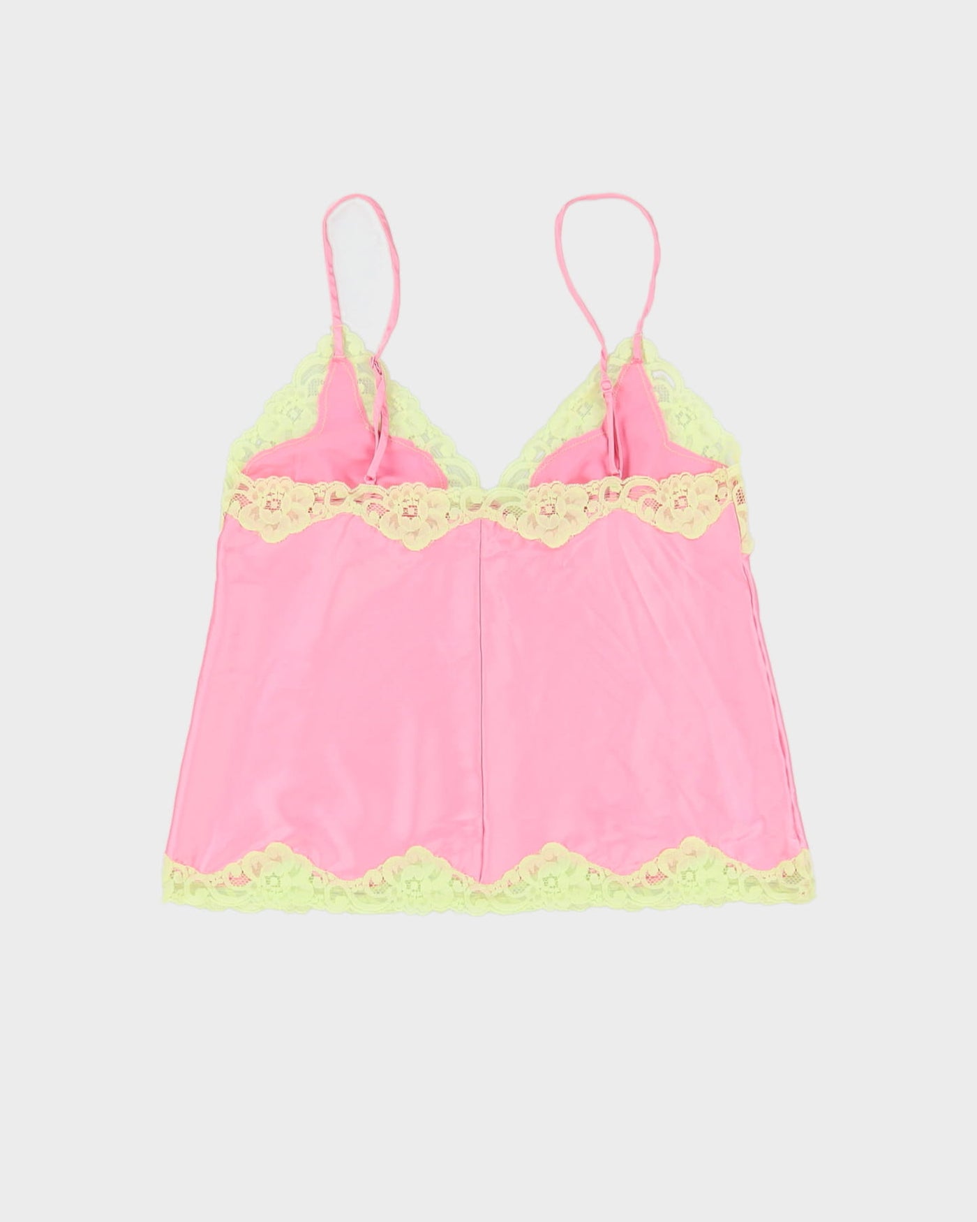 Y2K Pink With Yellow Lace Cami Top - S