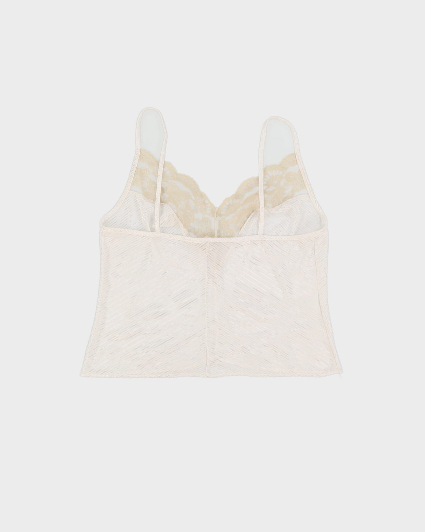 Vintage 1990s White With Beige Lace Cami Top - S