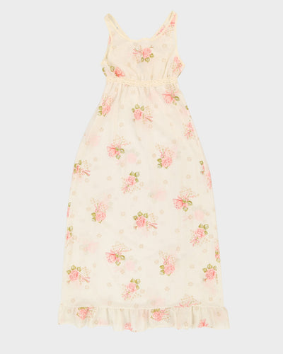 Vintage 1970s Rose Print Slip Dress - M