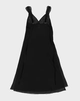 Vera Wang Black Chiffon Slip Dress - S