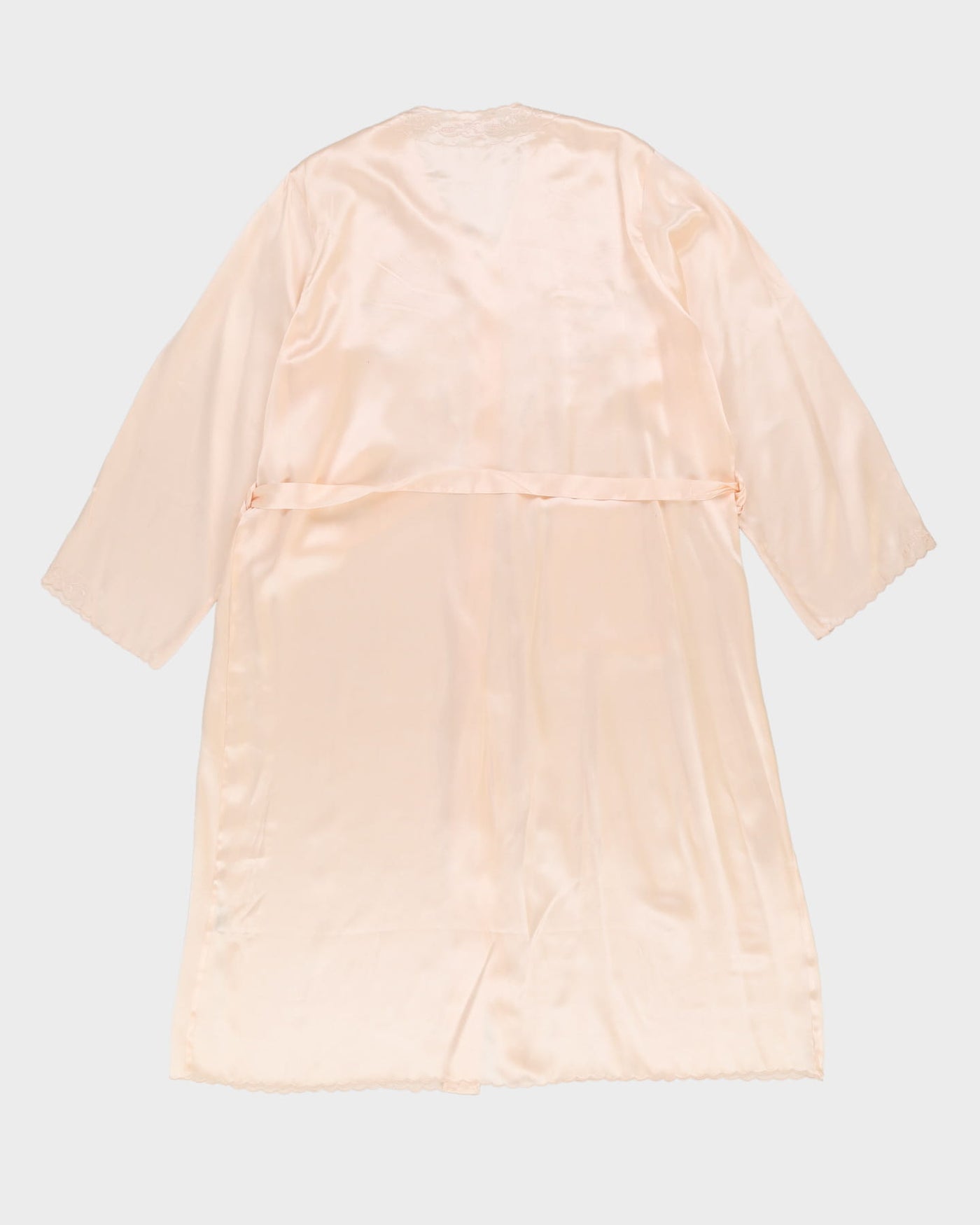 Vintage 1990s Pink Silk Embroidered Dressing Gown - M