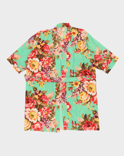 Green Floral Print Dressing Gown - M