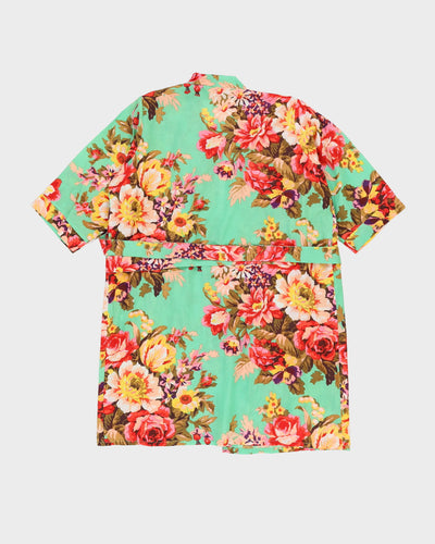Green Floral Print Dressing Gown - M
