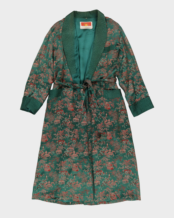Vintage 1960s Green Brocade Dressing Gown - S