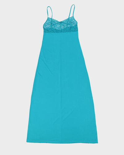 Y2K Aqua Green Maxi Slip Dress - S