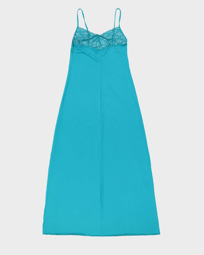 Y2K Aqua Green Maxi Slip Dress - S