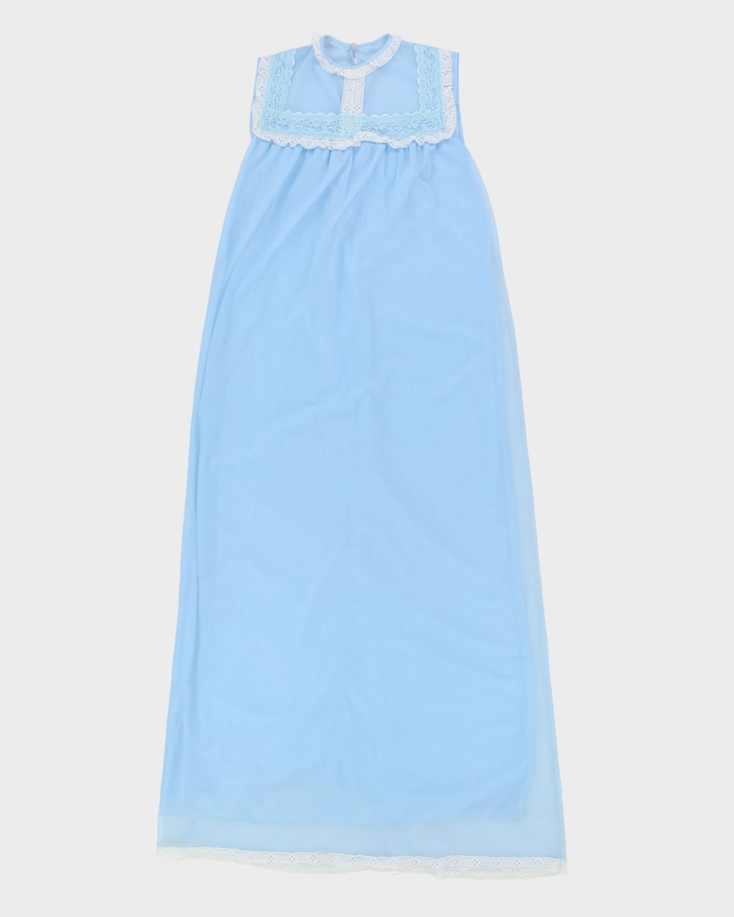 Vintage 1970s Blue Baby Doll Slip Dress - S
