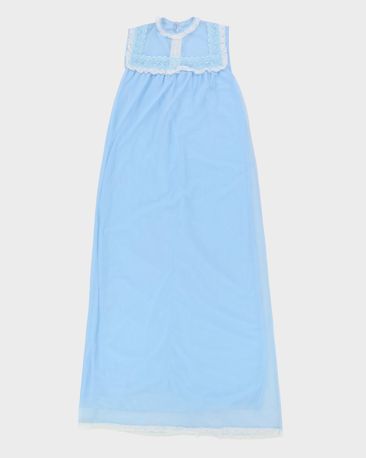 Vintage 1970s Blue Baby Doll Slip Dress - S