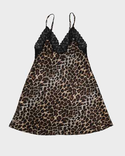 Y2K Leopard Print Slip Dress - M
