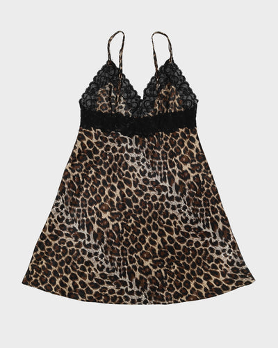 Y2K Leopard Print Slip Dress - M