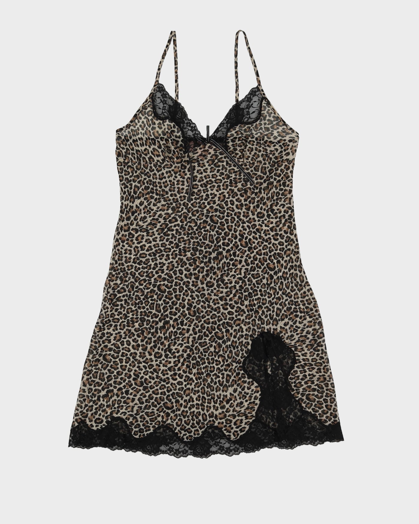 Y2K Leopard Print Slip Dress - XS