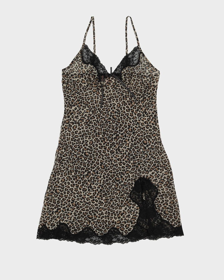 Y2K Leopard Print Slip Dress - XS