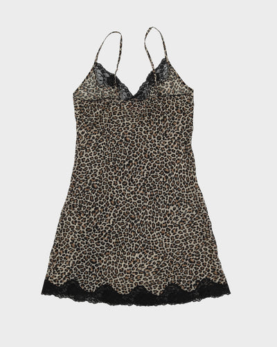 Y2K Leopard Print Slip Dress - XS