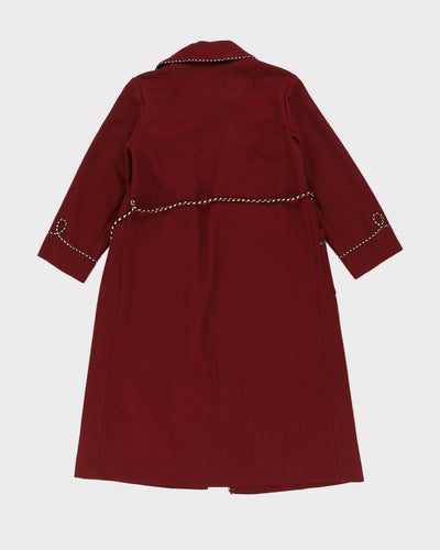 Plum Blossom Burgundy Wool Dressing Gown - S