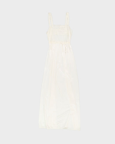 Vintage 1970s White Slip Dress - S