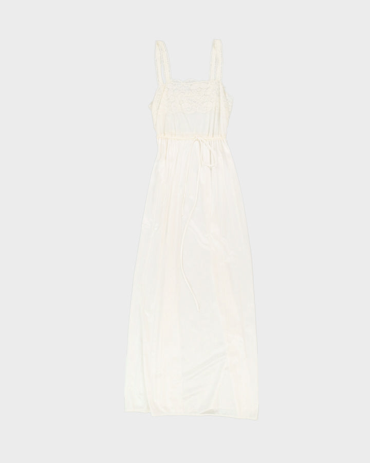 Vintage 1970s White Slip Dress - S