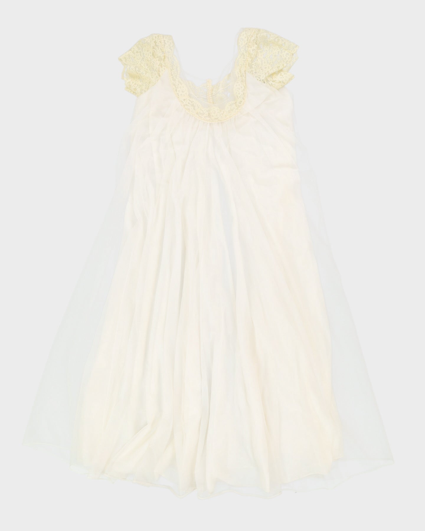 Vintage 1970s Cream Peignoir Robe - S
