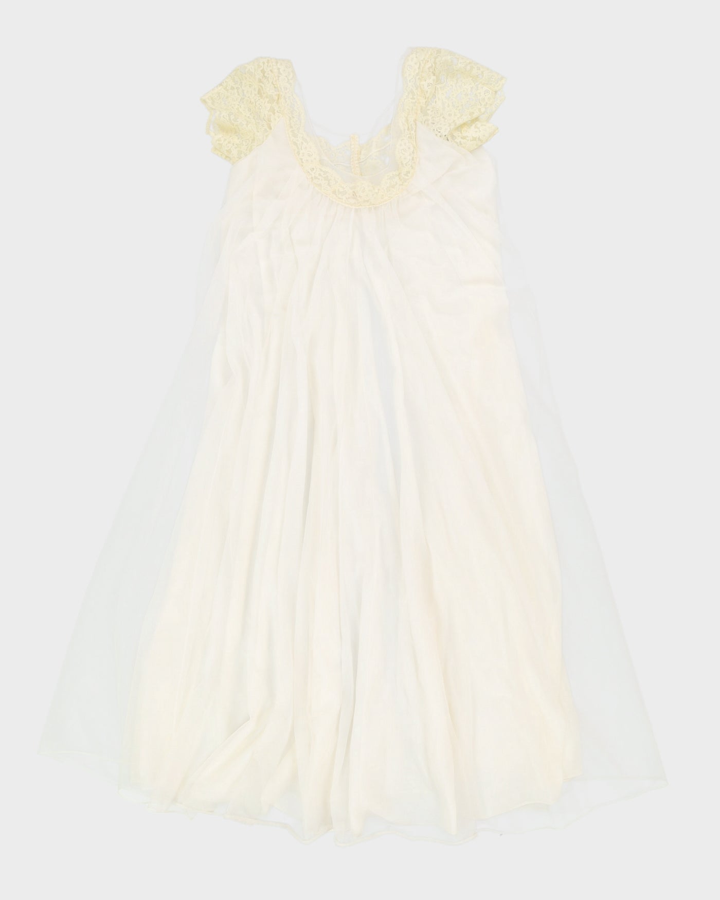 Vintage 1970s Cream Peignoir Robe - S