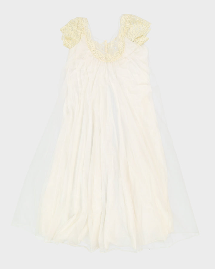 Vintage 1970s Cream Peignoir Robe - S