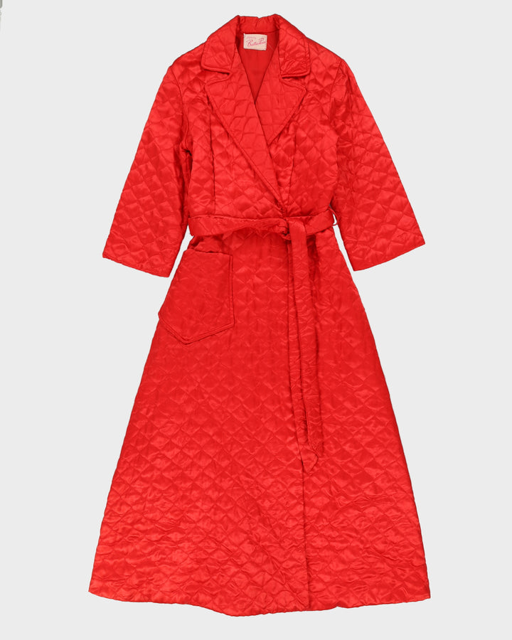 Vintage 1950s Red Quilted Dressing Gown - S