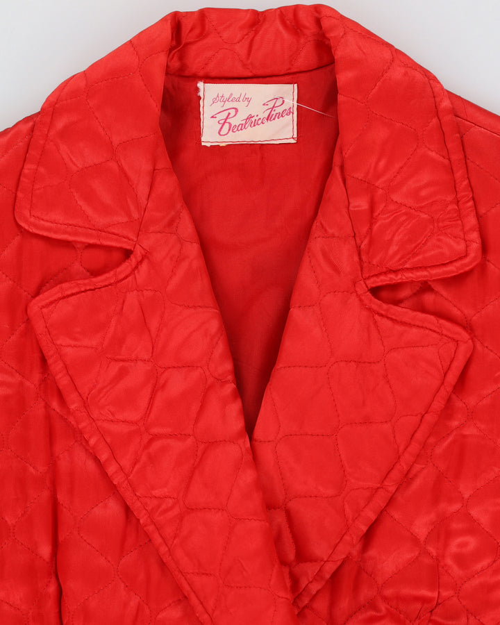 Vintage 1950s Red Quilted Dressing Gown - S