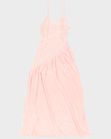 Vintage 1980s Pink A-Symmetrical cut Lace Maxi Slip Dress