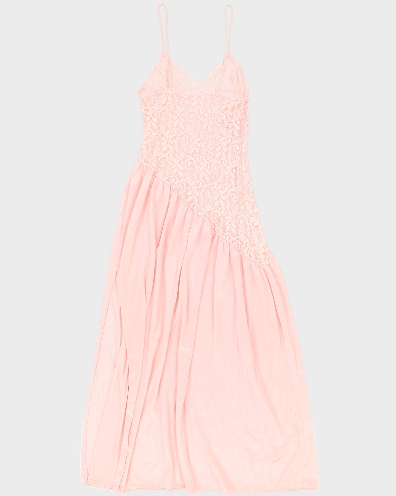 Vintage 1980s Pink A-Symmetrical cut Lace Maxi Slip Dress