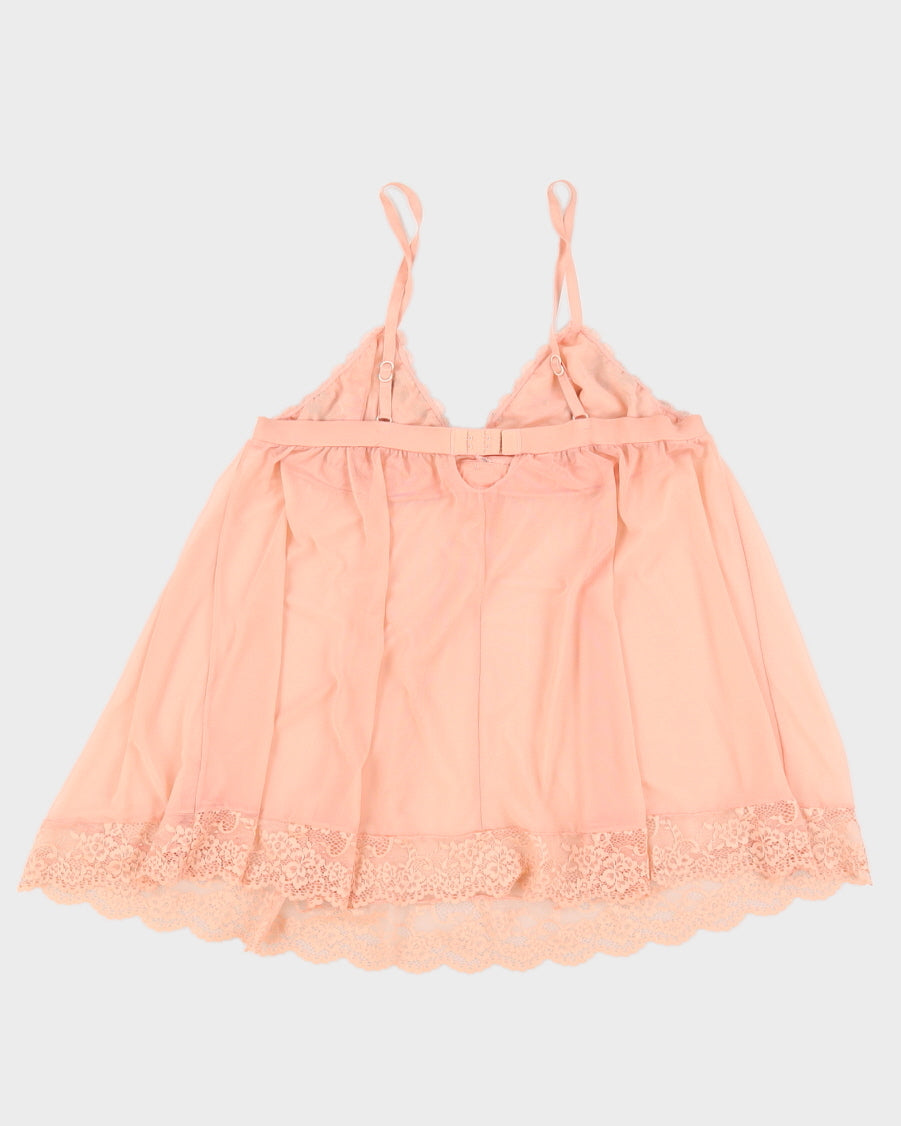 Vintage Pink Mini Floral Embroidery Mesh Slip