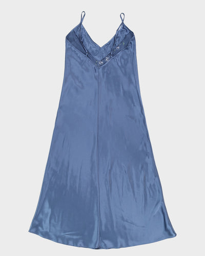 Vintage 1990s Blue Floral Maxi Slip Dress - S