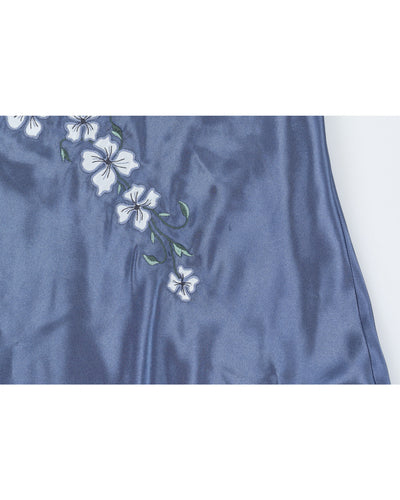 Vintage 1990s Blue Floral Maxi Slip Dress - S