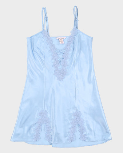 Y2K 2000s Baby Blue Mini Lace Slip - L