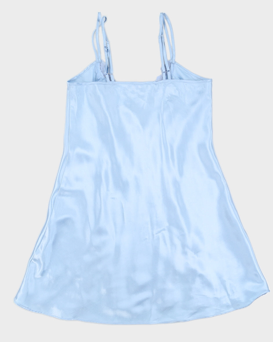 Y2K 2000s Baby Blue Mini Lace Slip - L