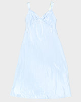 Vintage 1990s Ice Blue Maxi Slip Dress - L
