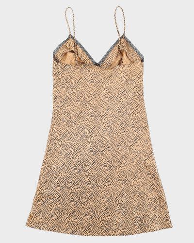 Vintage 1990s Gold and Black Animal Print Slip Dress - S