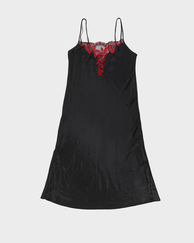 Vintage 1990s Black Slip with Red Lace - L