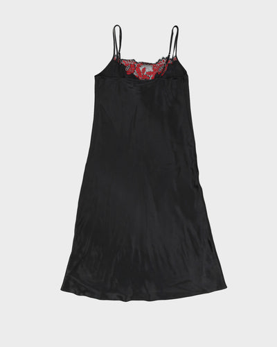 Vintage 1990s Black Slip with Red Lace - L