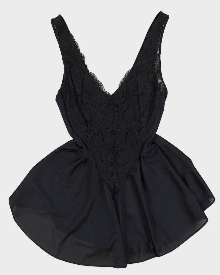 Vintage 1990s Black Ultra Mini Lace Slip - XS