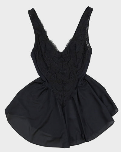 Vintage 1990s Black Ultra Mini Lace Slip - XS