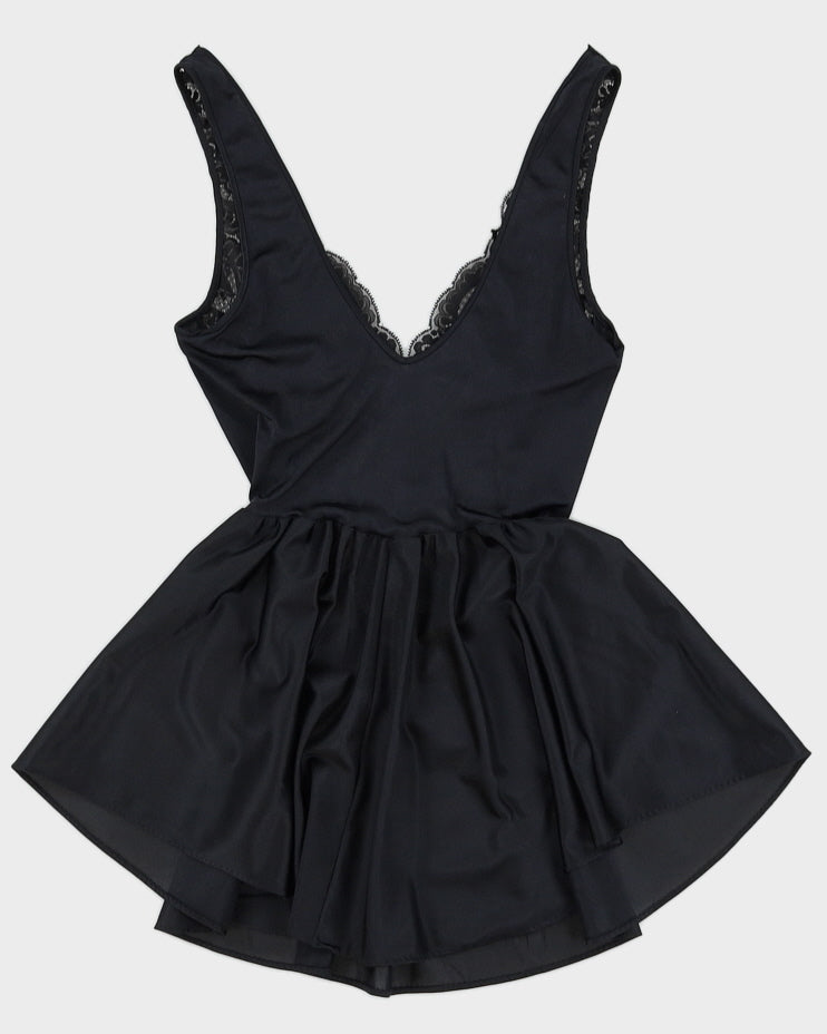 Vintage 1990s Black Ultra Mini Lace Slip - XS