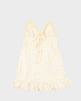 Victoria's Secret Y2K Spring Yellow and White Polka Dot Babydoll Slip Dress - M