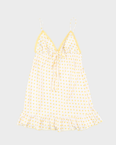 Victoria's Secret Y2K Spring Yellow and White Polka Dot Babydoll Slip Dress - M
