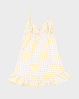 Victoria's Secret Y2K Spring Yellow and White Polka Dot Babydoll Slip Dress - M