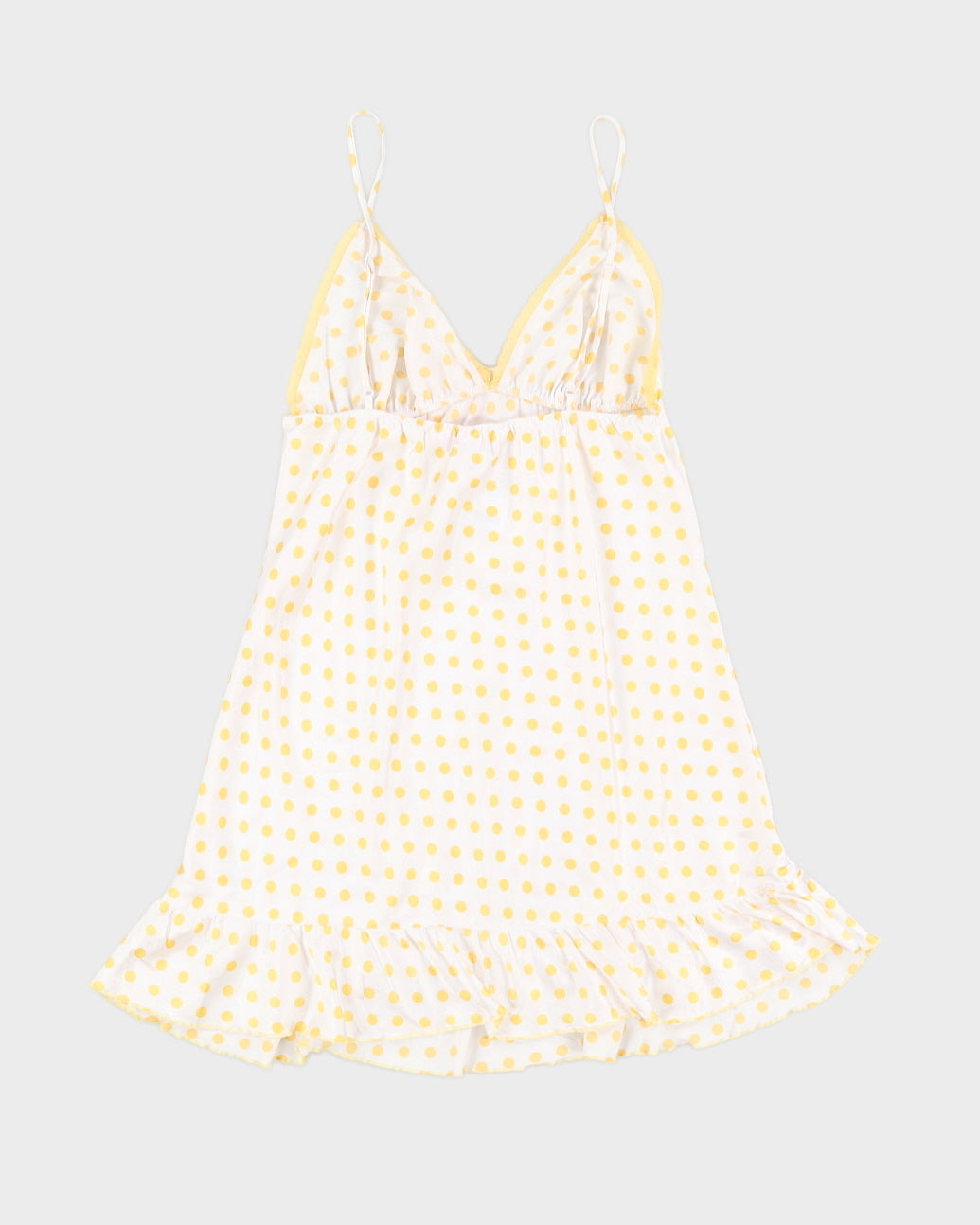 Victoria's Secret Y2K Spring Yellow and White Polka Dot Babydoll Slip Dress - M