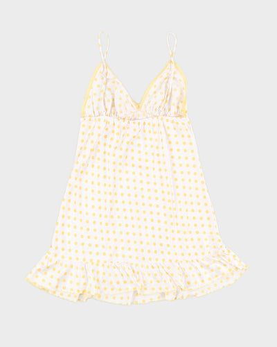 Victoria's Secret Y2K Spring Yellow and White Polka Dot Babydoll Slip Dress - M