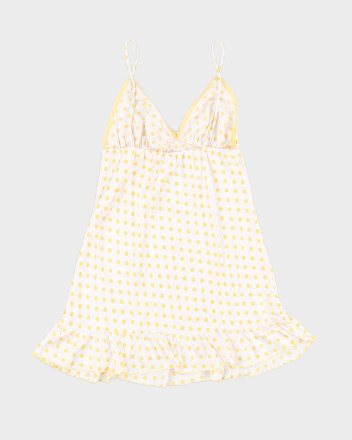 Victoria's Secret Y2K Spring Yellow and White Polka Dot Babydoll Slip Dress - M