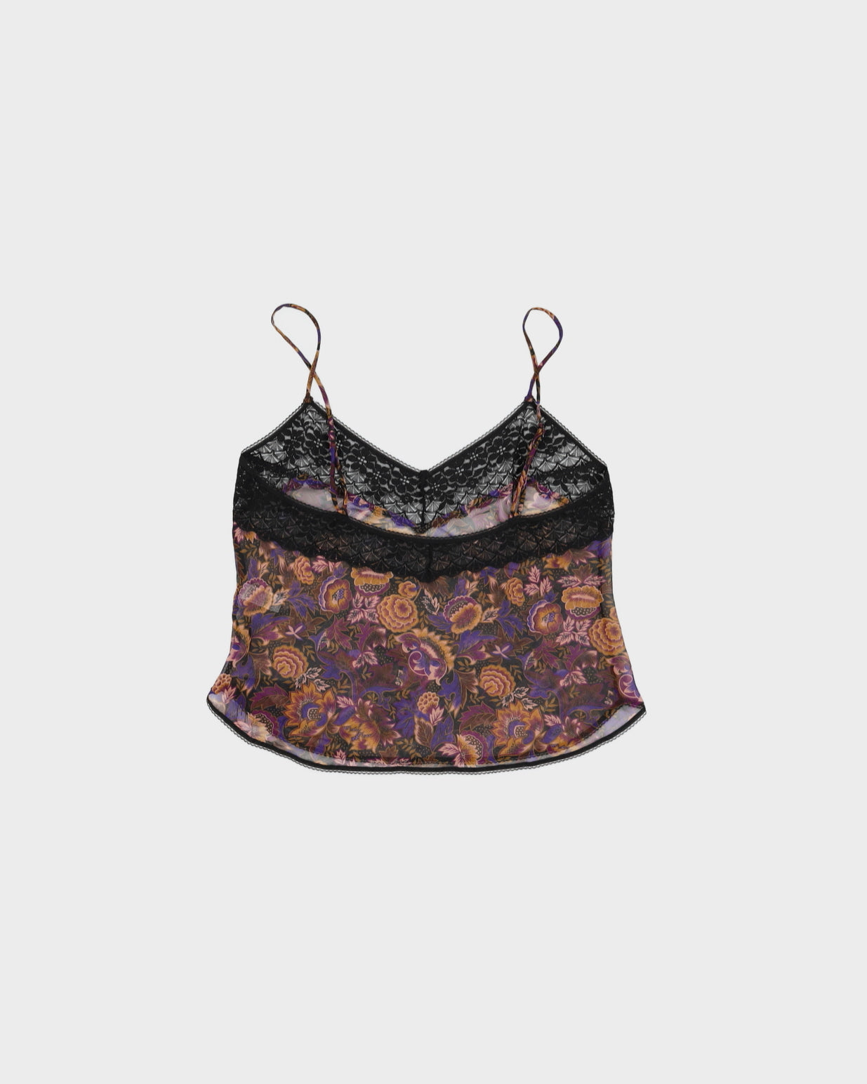 Vintage 1990s Purple and Black Floral Oscar de la Renta Cami - M